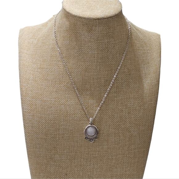 Brighton Sakura JM0163 PL Silver Tone Necklace Pink Stone Floral Pendant - Picture 4 of 7